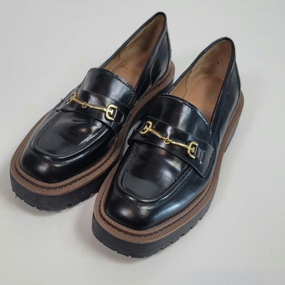 SAM EDELMAN LAURS PLATFORM LOAFERS IN BLACK PATENT LEATHER, SZ 6 - Picture 5 of 16